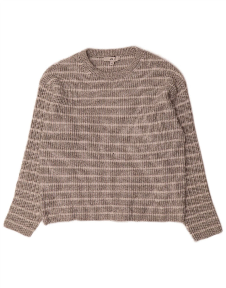 Marks & Spencer Damski sweter z okrągłym dekoltem UK 14 w średnie szare paski