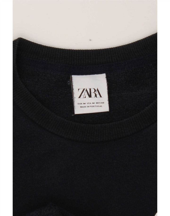 Męski sweter z grafiką Zara, średni granat