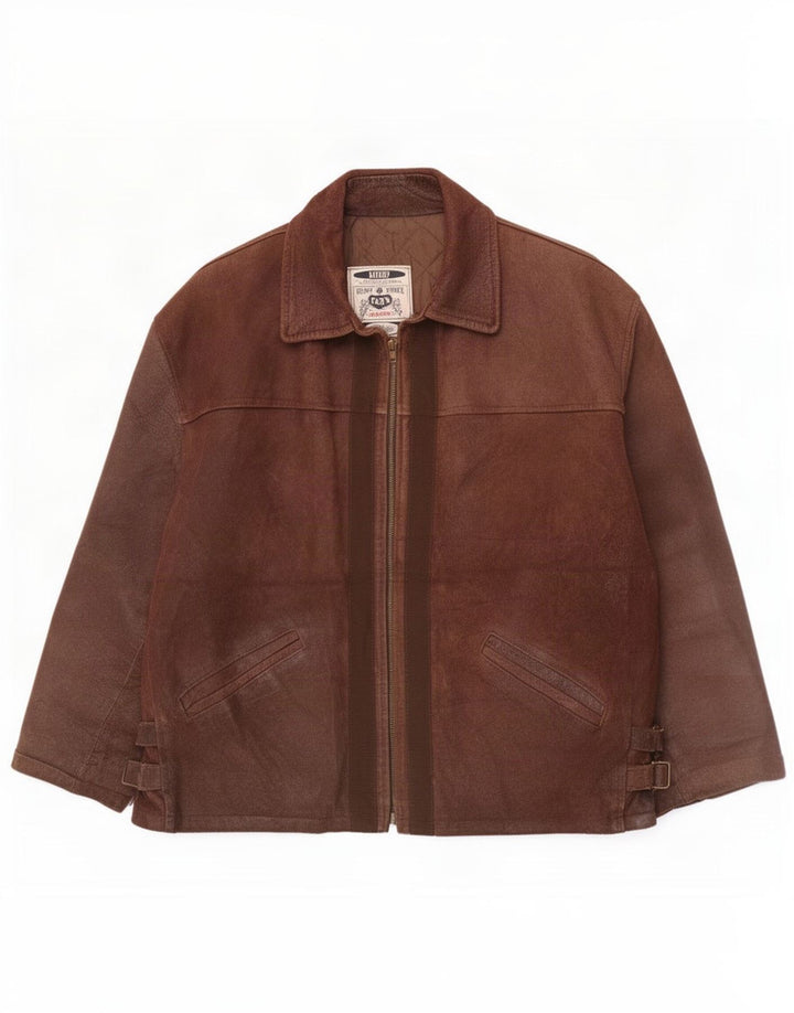 Męska kurtka skórzana Bayside UK 42 XL brązowa