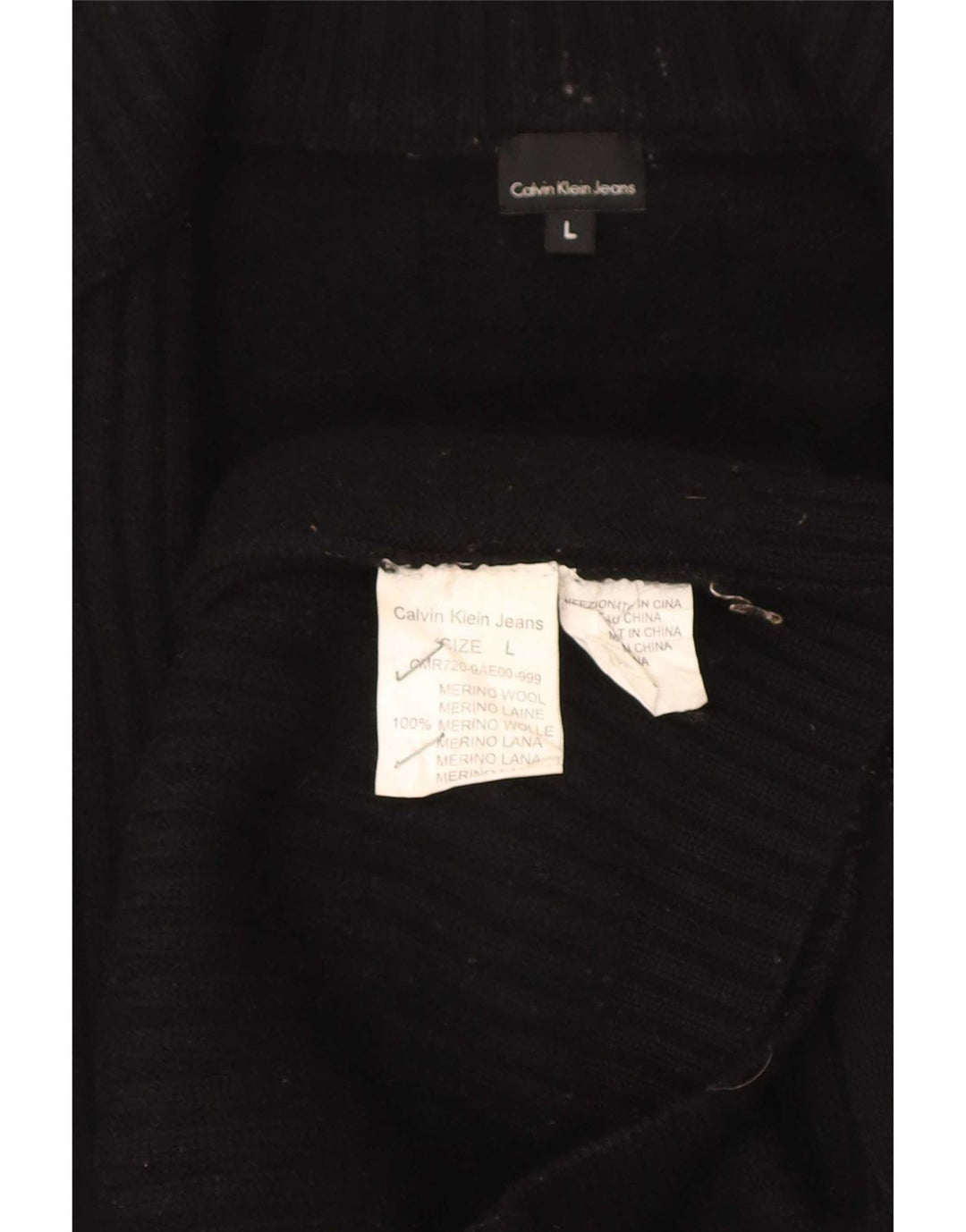 Męski sweter rozpinany Calvin Klein, duży, czarny, z wełny merynosów