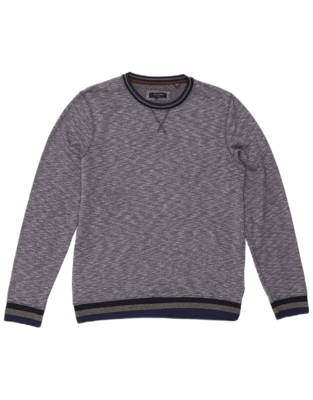 Męski sweter Ted Baker z okrągłym dekoltem, rozmiar 3, średni niebieski z plamkami