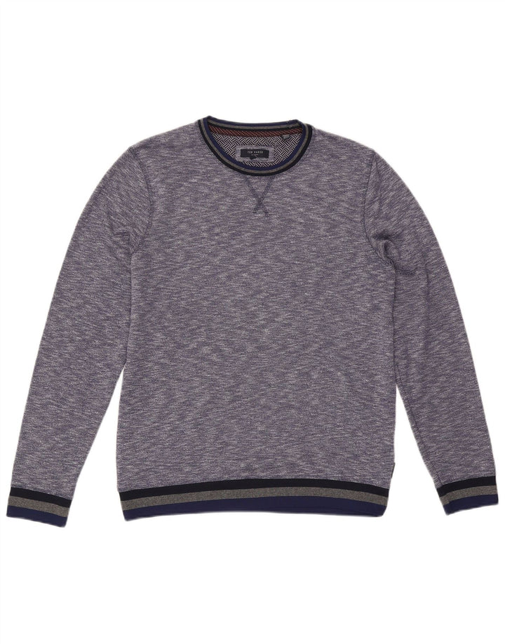 Męski sweter Ted Baker z okrągłym dekoltem, rozmiar 3, średni niebieski z plamkami