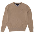 Męski sweter Tommy Hilfiger z dekoltem w kształcie litery V, mały, beżowy, nakrapiany