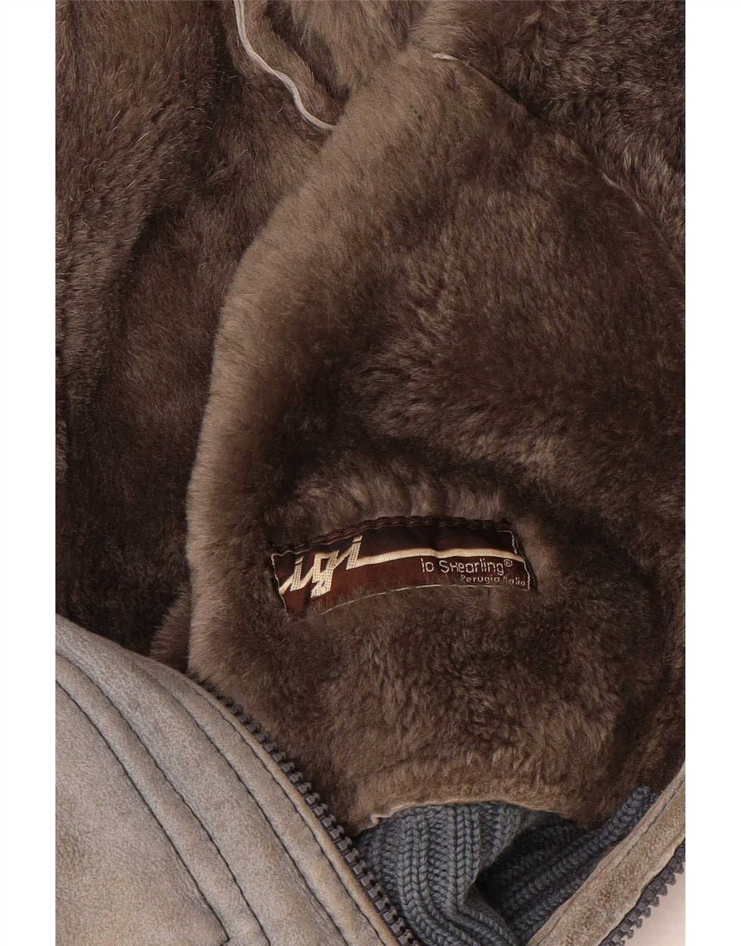 Męska kurtka shearling VINTAGE IT 48 Średni szary shearling