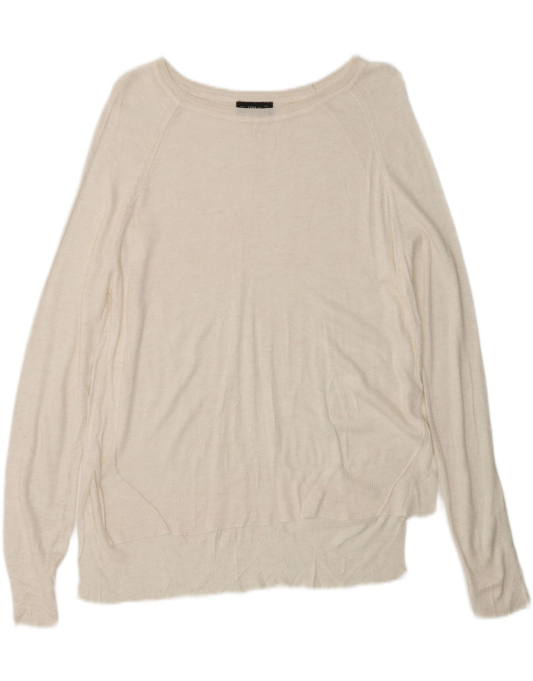 Damski sweter ZARA z dekoltem w łódkę UK 14 Średni biały