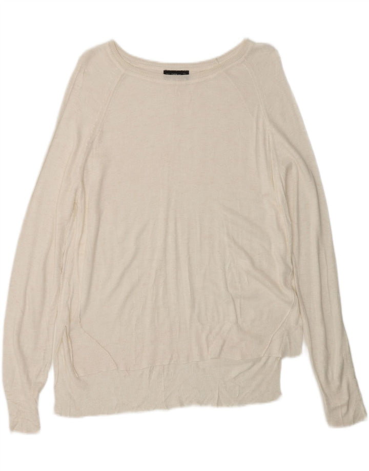 Damski sweter ZARA z dekoltem w łódkę UK 14 Średni biały