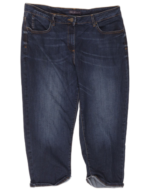 Marks & Spencer Damskie Jeansy Capri UK 16 Duże W38 L20 Granatowe Bawełniane