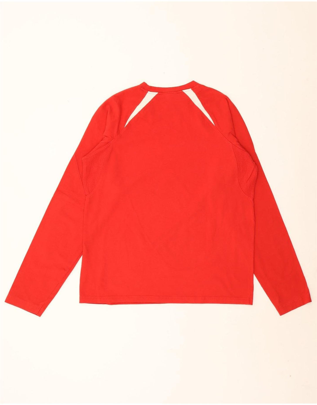 REEBOK Męski graficzny top z długim rękawem, mały, czerwony, bawełniany w bloki kolorów