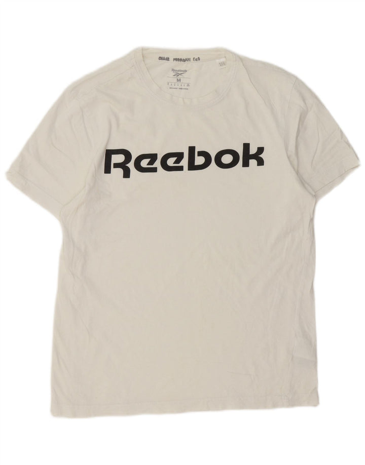 Męska koszulka z grafiką Reebok Top, średnia, biała bawełna