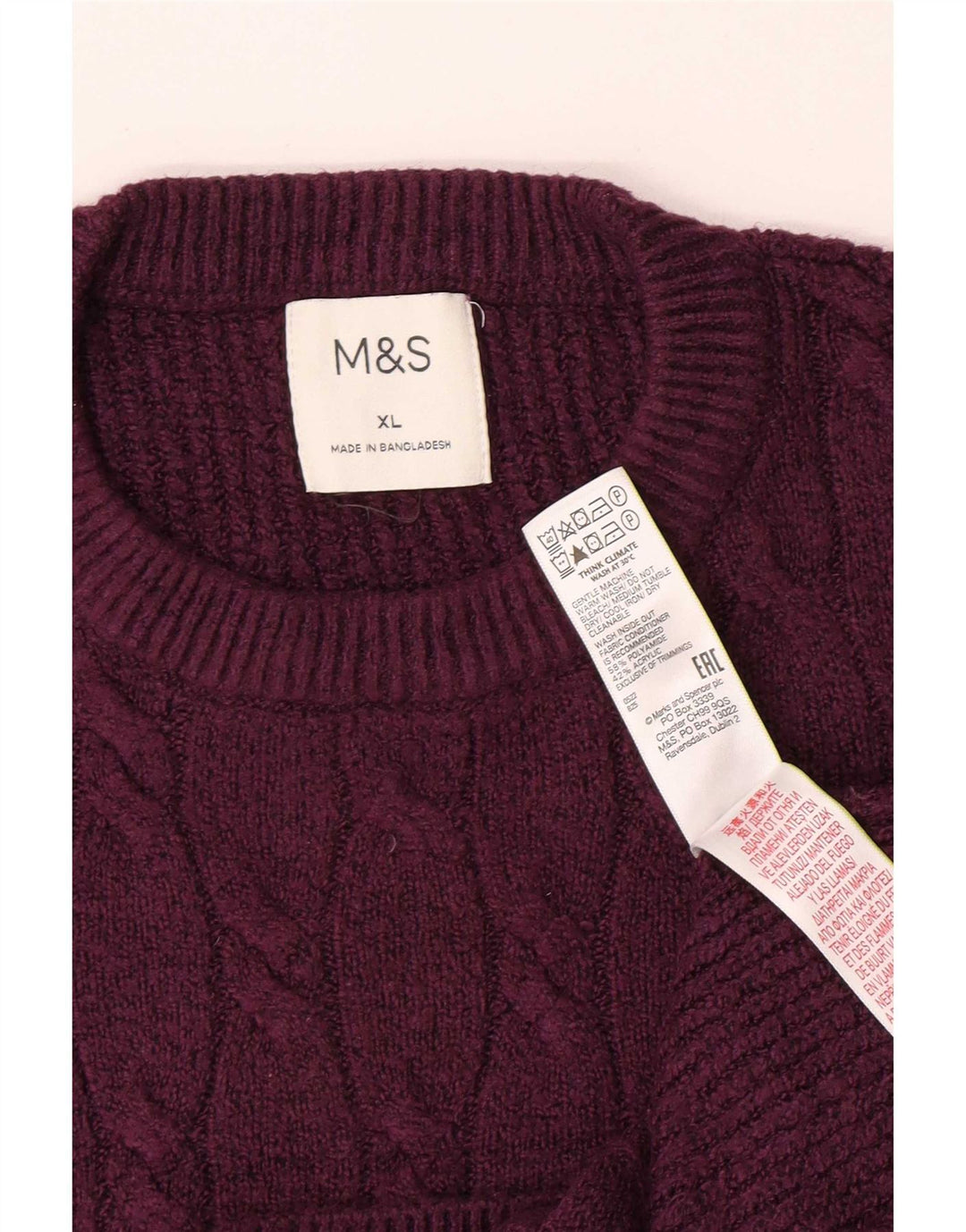 Marks & Spencer Męski sweter z okrągłym dekoltem XL, fioletowy, poliamidowy