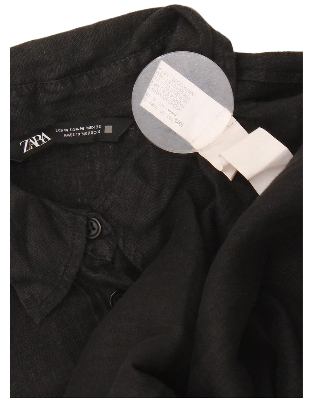 Damska koszula oversize Zara UK 14, średnia czarna lniana