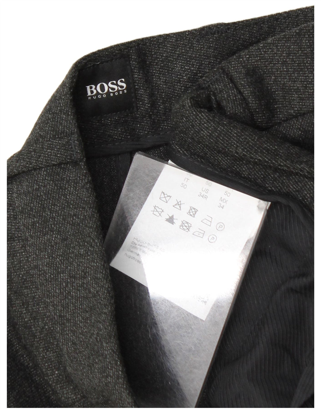 Męskie spodnie typu slim chino Hugo Boss EU 50 Large W34 L32 Szary poliester