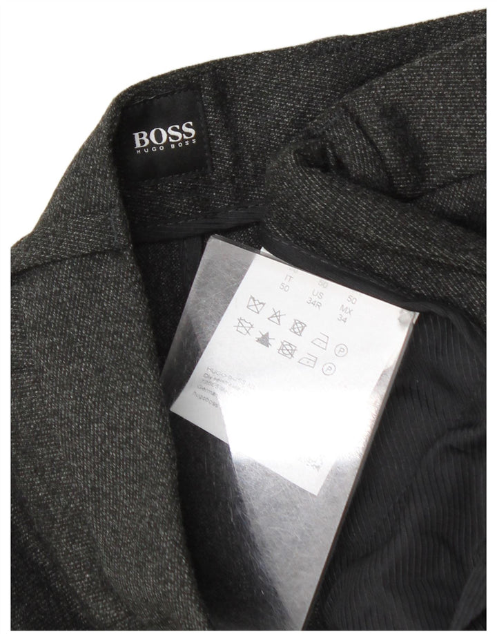Męskie spodnie typu slim chino Hugo Boss EU 50 Large W34 L32 Szary poliester