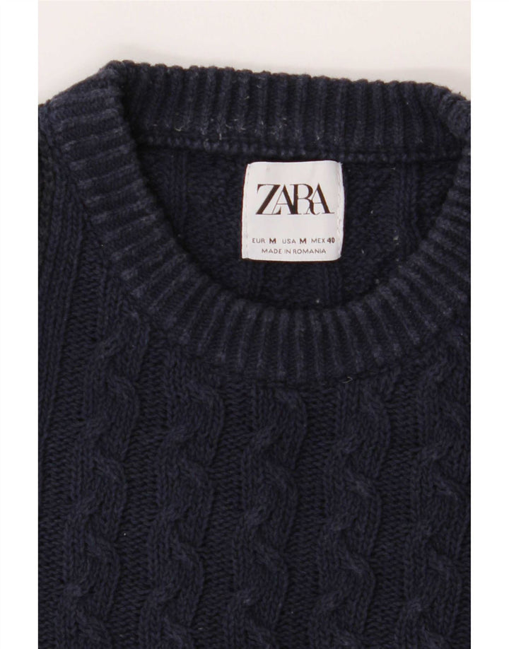 Męski sweter z okrągłym dekoltem Zara, średni granat