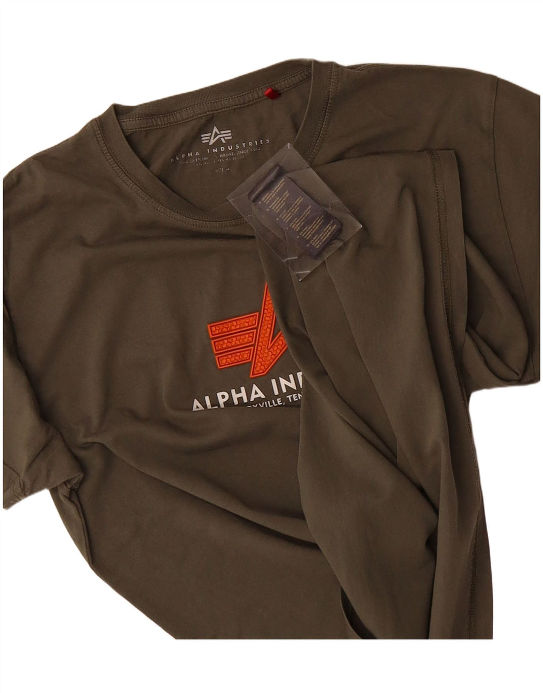 ALPHA INDUSTRIES Mens Graphic T-Shirt Top Small Khaki Cotton