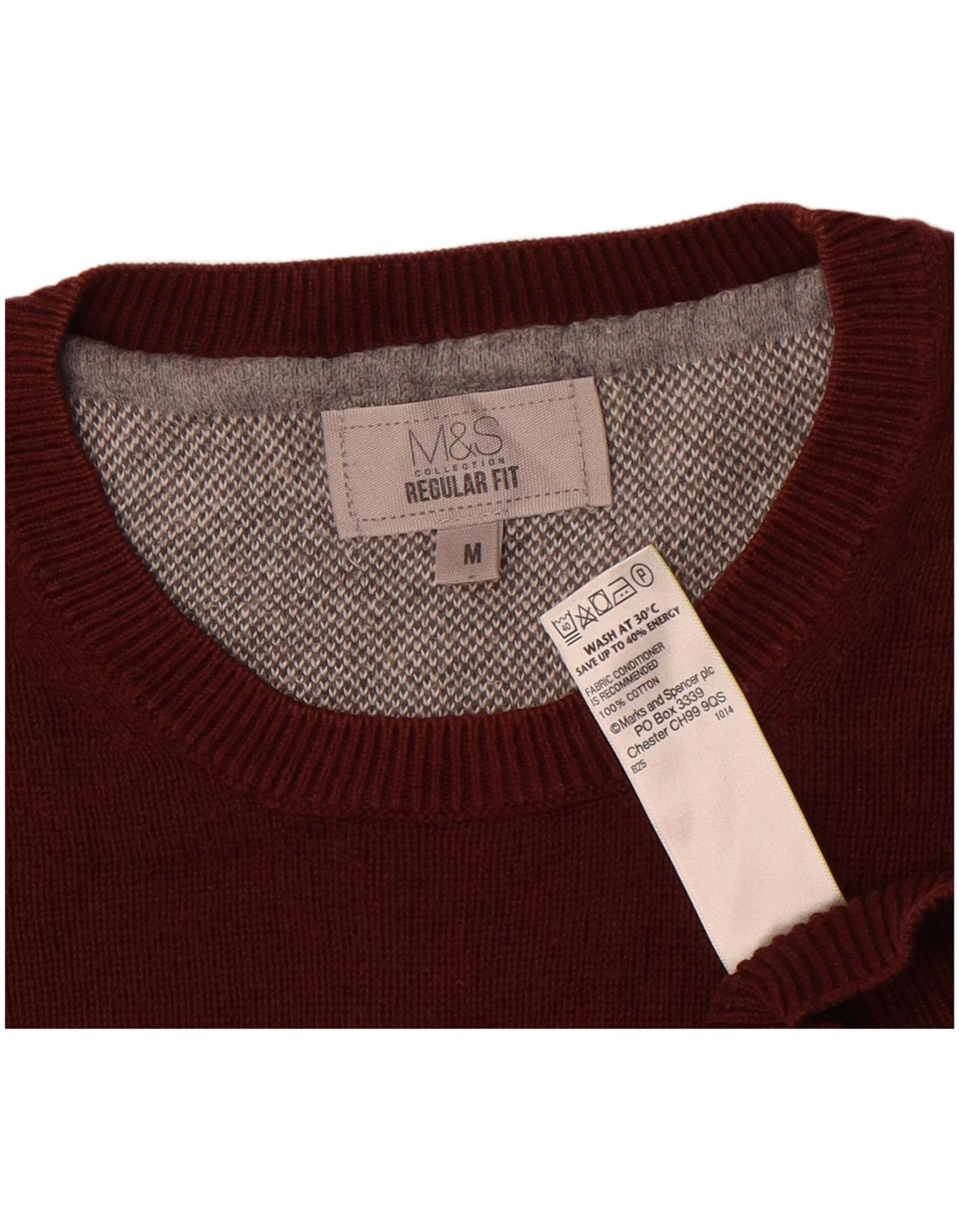 Marks & Spencer Męski sweter z okrągłym dekoltem o regularnym kroju, w kolorze średniego burgunda