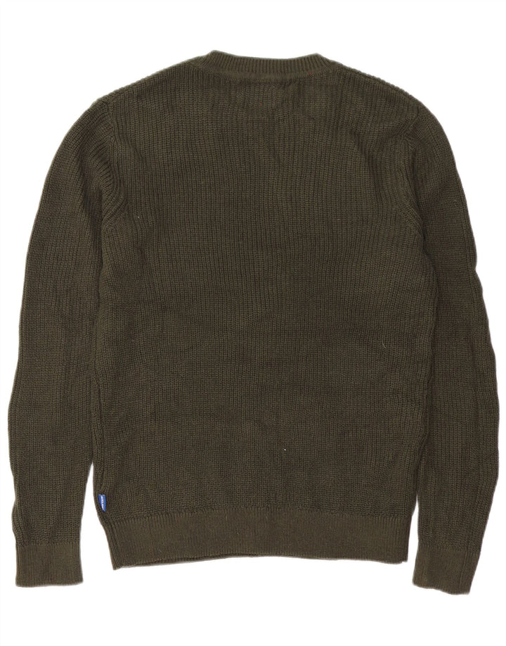 Męski sweter z okrągłym dekoltem Jack & Jones, średni zielony akryl