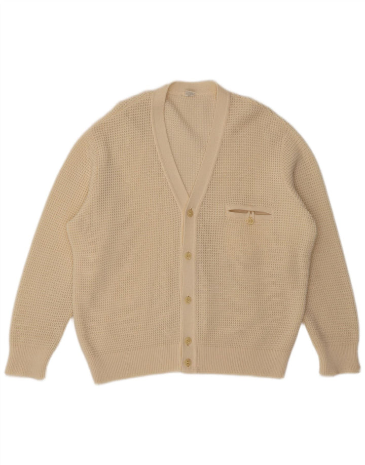 Sweter męski w stylu vintage, średniej wielkości z białej wełny