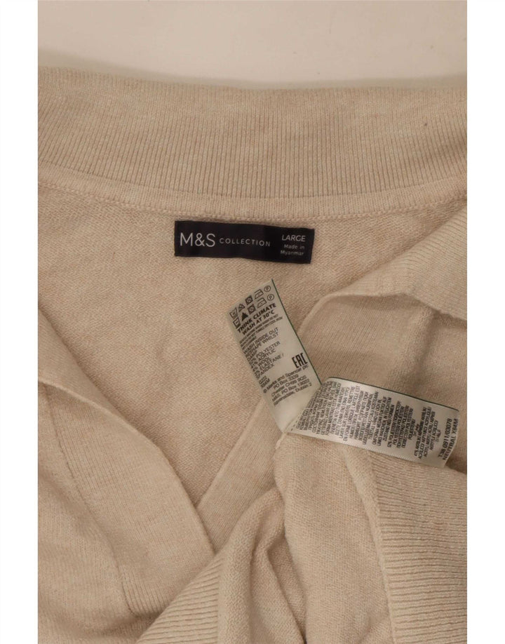 Marks & Spencer Damski sweter oversize z golfem UK 16, duży, beżowy