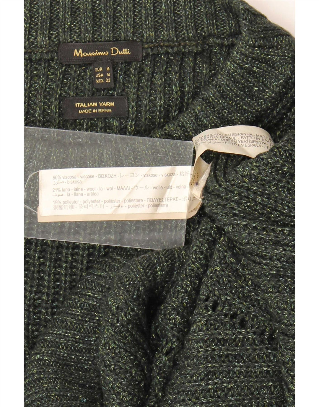Damski sweter oversize Massimo Dutti z okrągłym dekoltem, UK 14, średni khaki