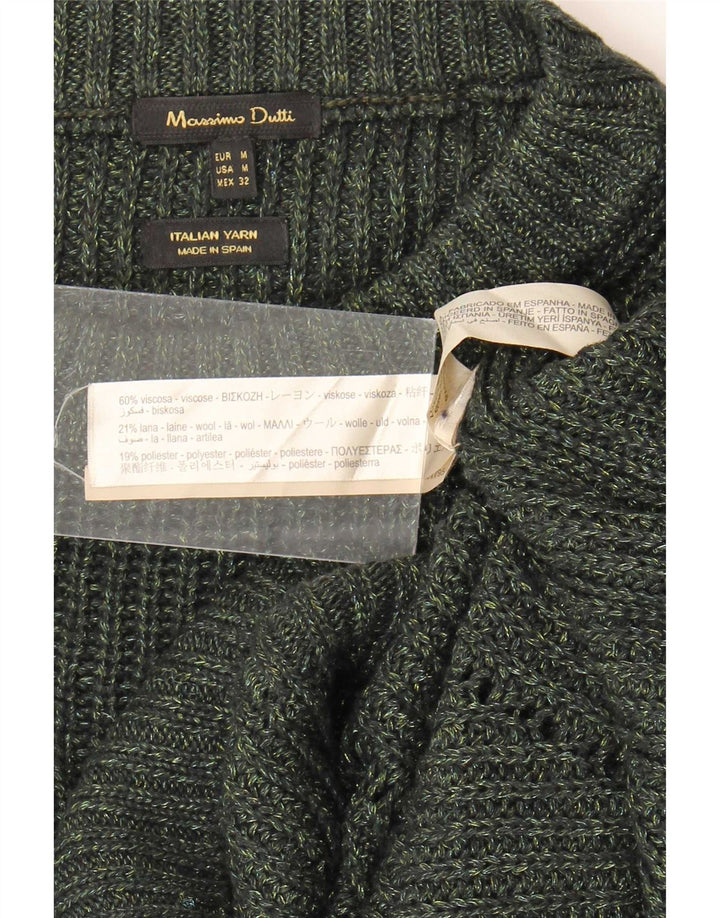 Damski sweter oversize Massimo Dutti z okrągłym dekoltem, UK 14, średni khaki