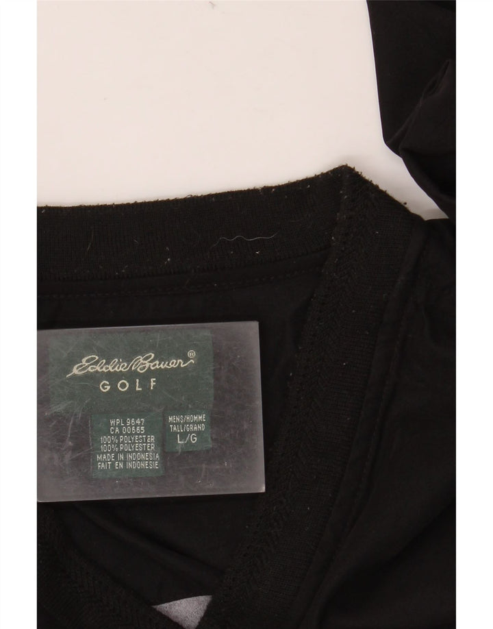 EDDIE BAUER Męski top o luźnym kroju z długim rękawem, duży, czarny poliester
