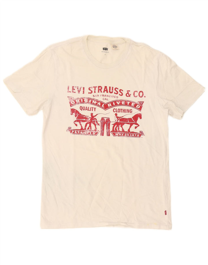 Męski T-shirt z grafiką Levi's, mały, biały
