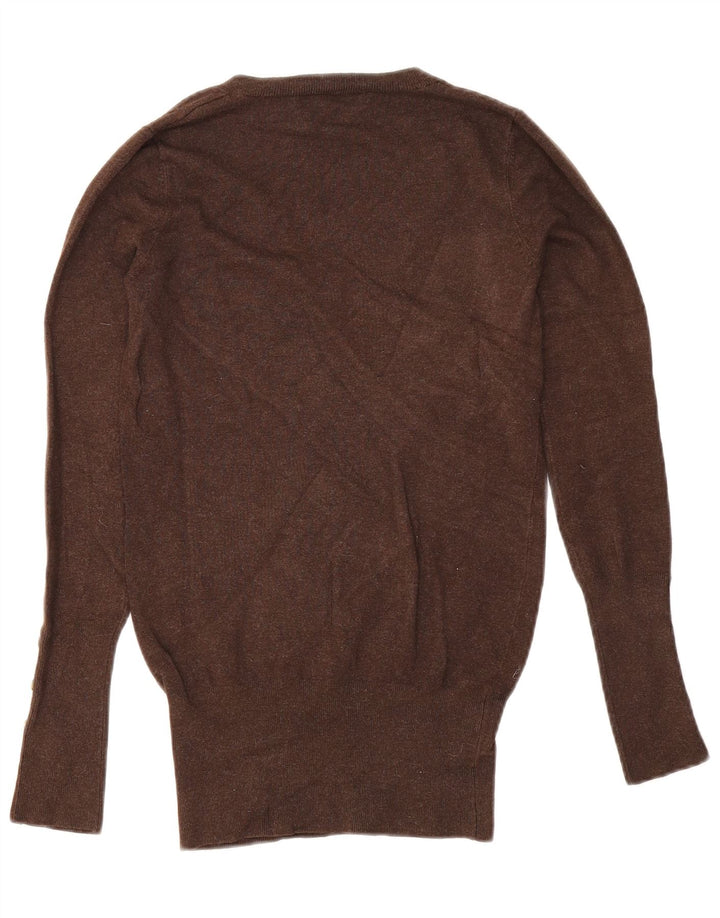 Sweter damski Zara z dekoltem w kształcie litery V, UK 12, średni brąz ze sztucznego jedwabiu