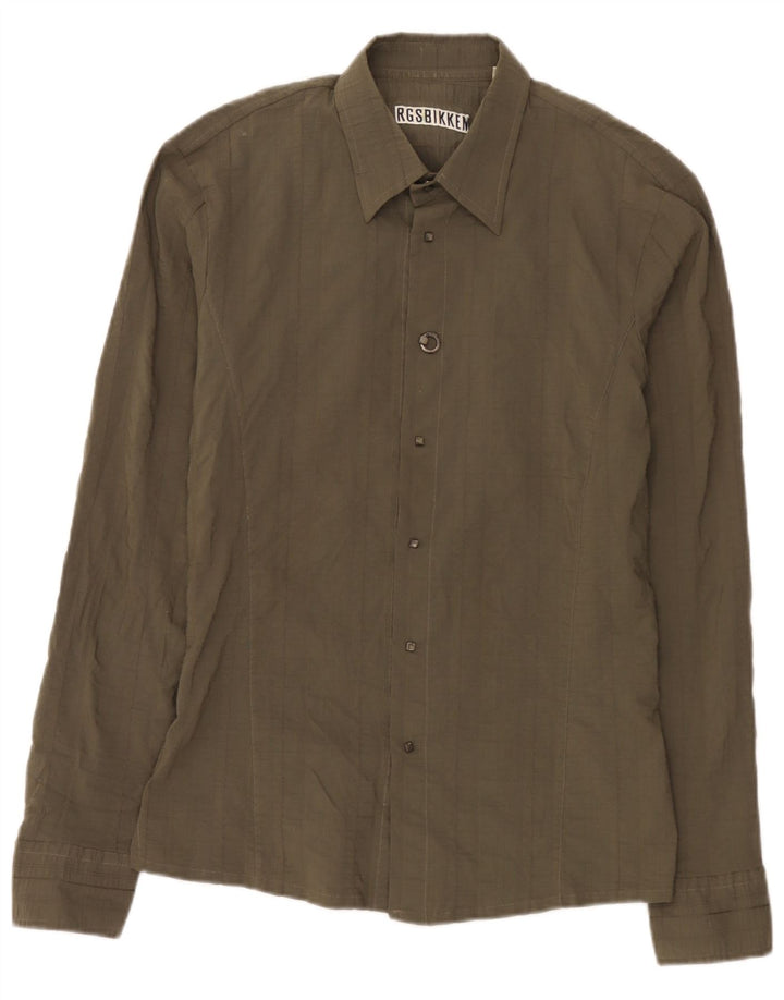 Koszula męska Bikkembergs, duża, z poliestru w kolorze khaki