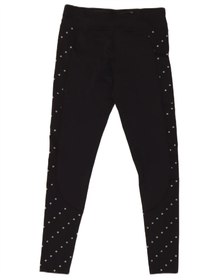 Damskie legginsy Nike Dri Fit UK 10, małe, czarne, poliestrowe w kropki