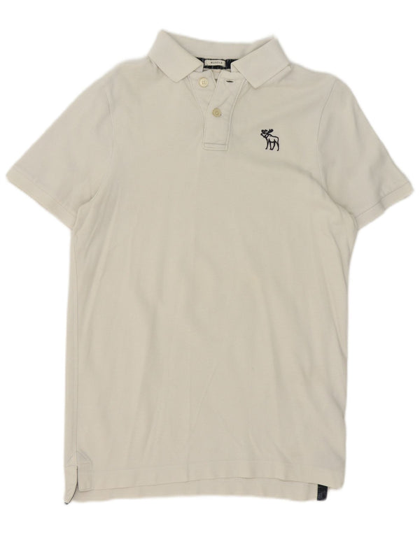 Męska koszulka polo Muscle Abercrombie & Fitch, średnia, biała, bawełniana