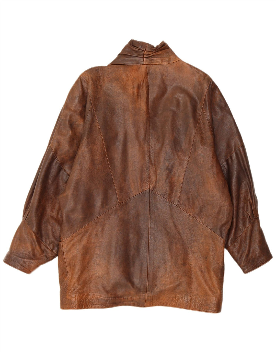 Vintage damska kurtka skórzana oversize UK 10, mała brązowa skóra
