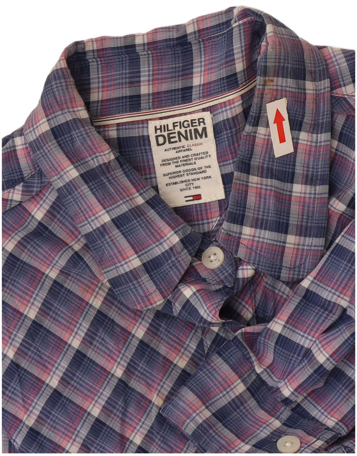 Koszula damska Tommy Hilfiger UK 14, bawełniana w średnią niebieską kratkę