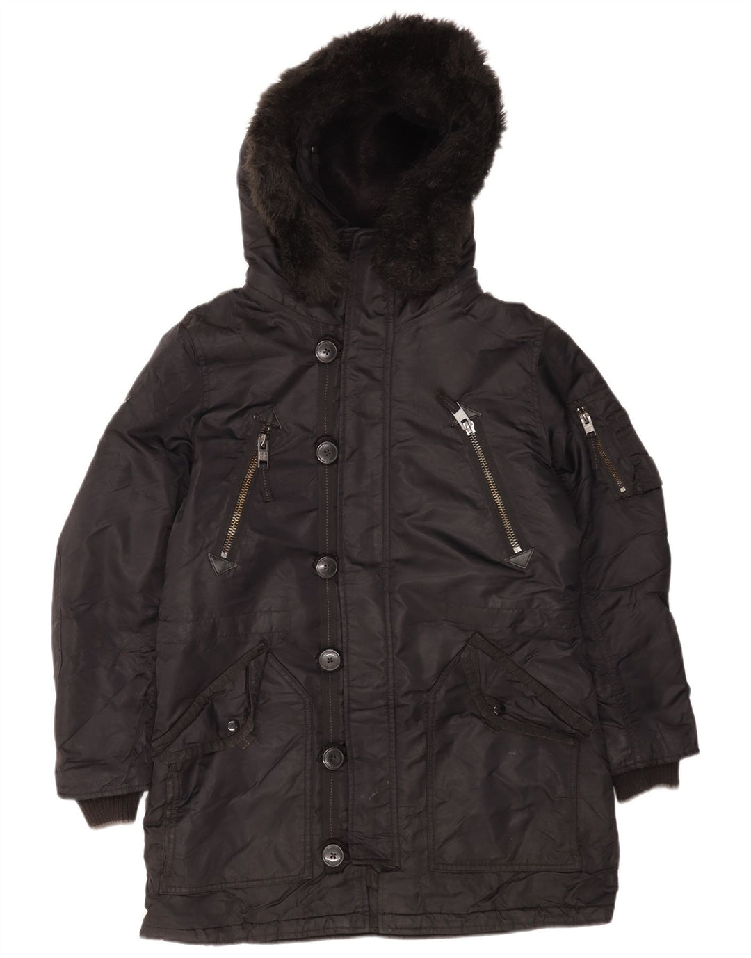 Męska kurtka parka z kapturem Superdry UK 40, duża, czarna, nylonowa