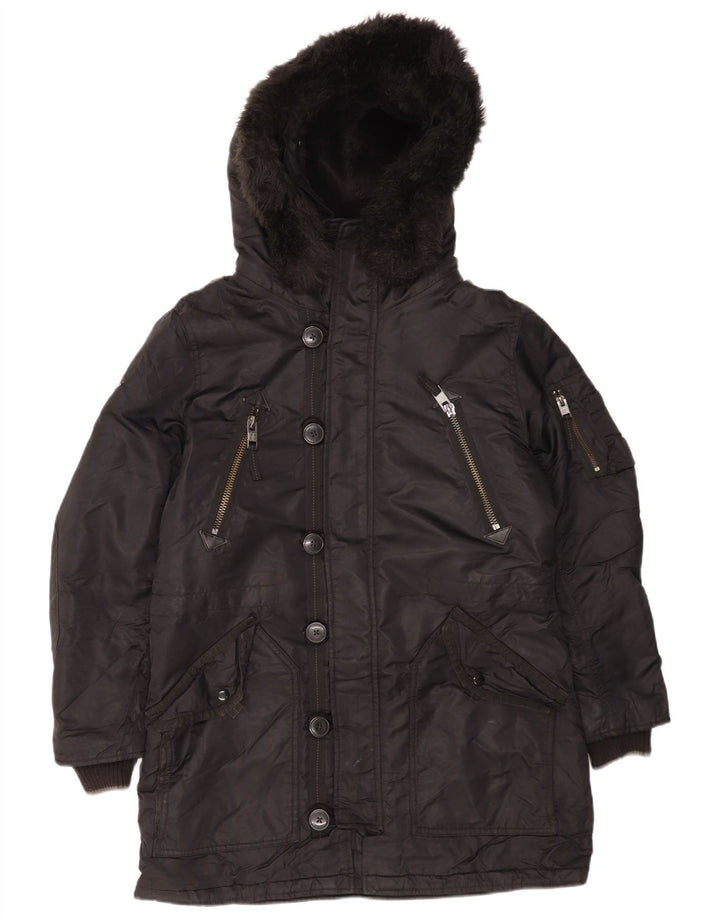 Męska kurtka parka z kapturem Superdry UK 40, duża, czarna, nylonowa