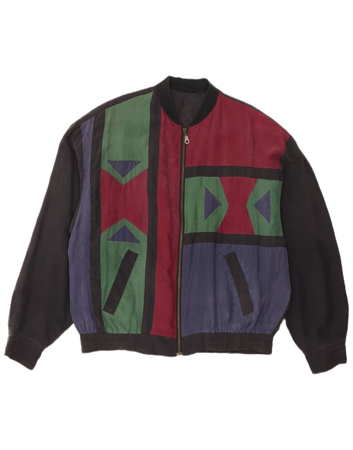 Męska kurtka bomberka w stylu vintage IT 48/50 Średni wielobarwny geometryczny jedwab