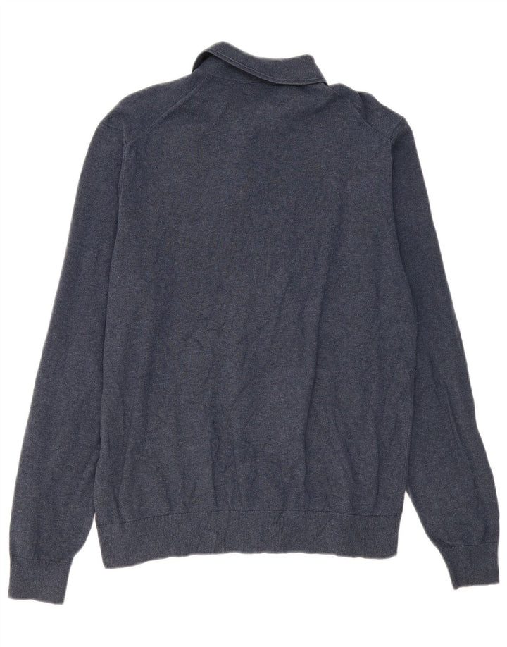 Marks & Spencer Męski sweter polo, średni, granatowy, bawełniany