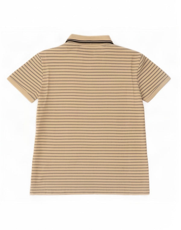 Damska koszulka polo Fred Perry UK 14, duża, beżowa, bawełniana w paski