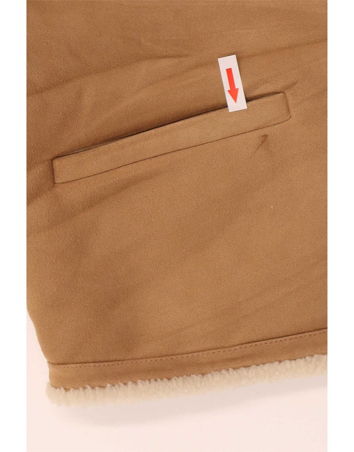Damska kurtka oversize Sherpa Zara UK 6 XS, brązowa, poliester