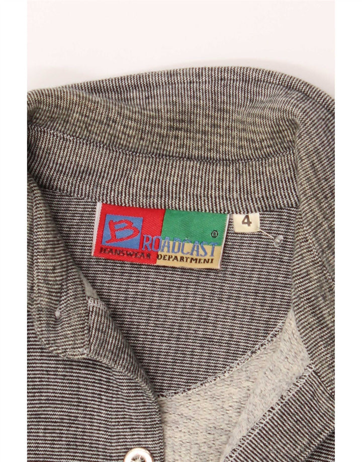 Koszula męska w stylu vintage, średnia, szara, bawełniana w prążki