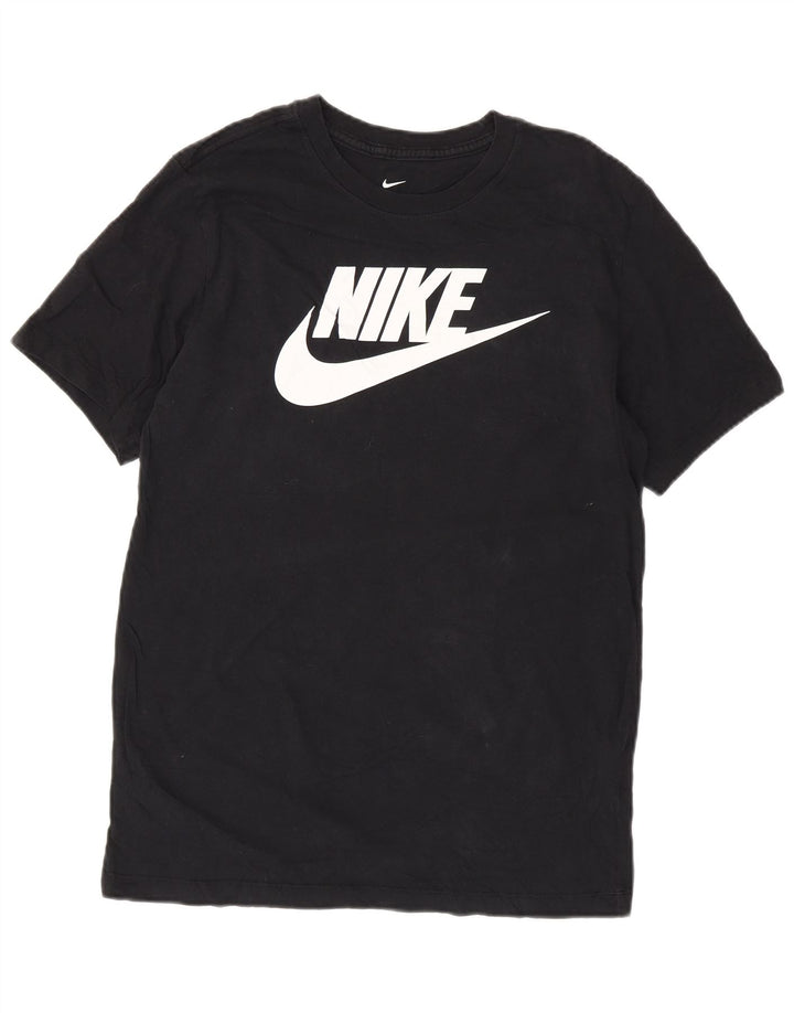 Męski T-shirt z grafiką NIKE Top, średni czarny, bawełniany