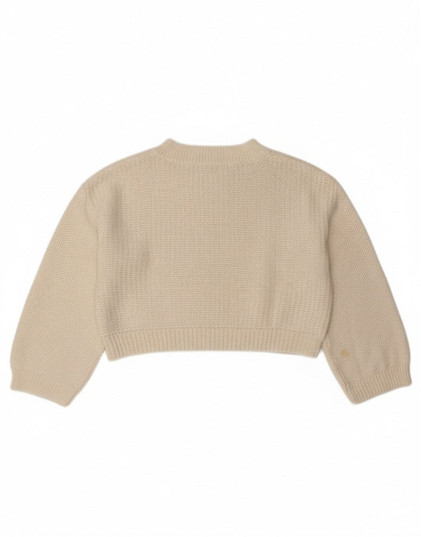 Damski sweter Zara Crop Loose Fit z okrągłym dekoltem UK 16, duży w kolorze złamanej bieli