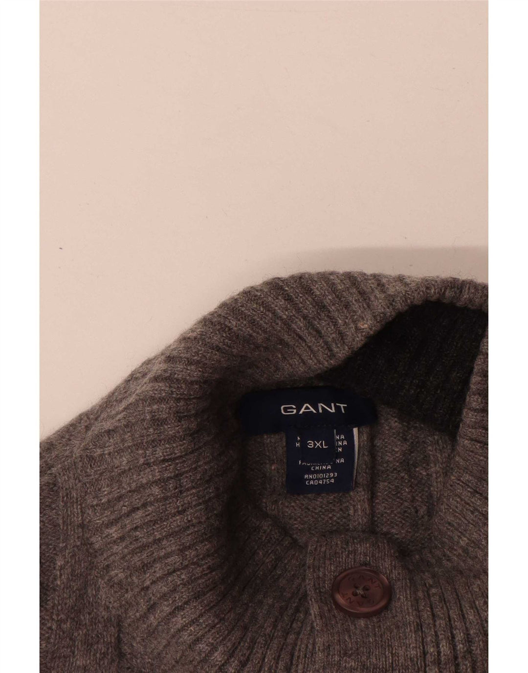 Męski sweter zapinany na guziki Gant 3XL, szary, z owczej wełny