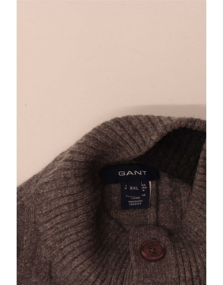 Męski sweter zapinany na guziki Gant 3XL, szary, z owczej wełny