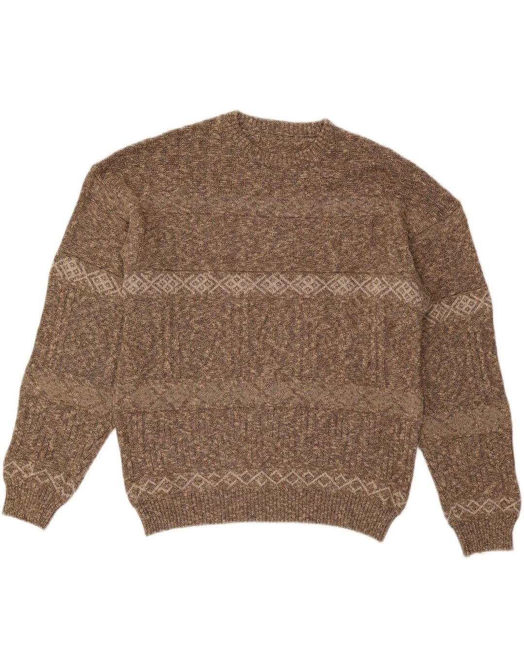 Męski sweter z okrągłym dekoltem w stylu VINTAGE IT 56 2XL w brązowe paski