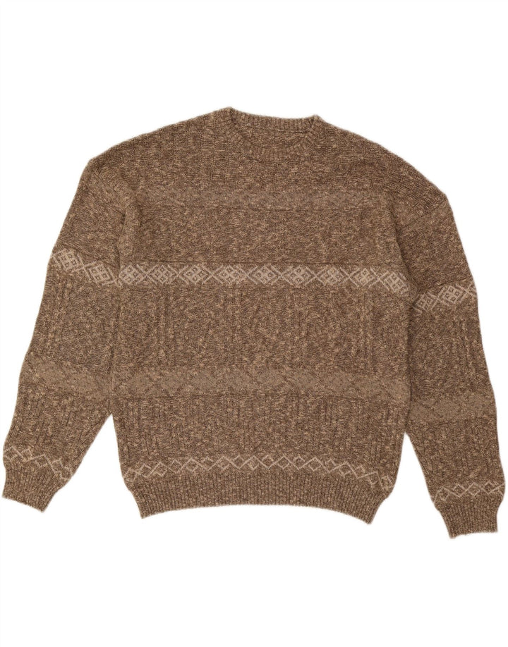 Męski sweter z okrągłym dekoltem w stylu VINTAGE IT 56 2XL w brązowe paski