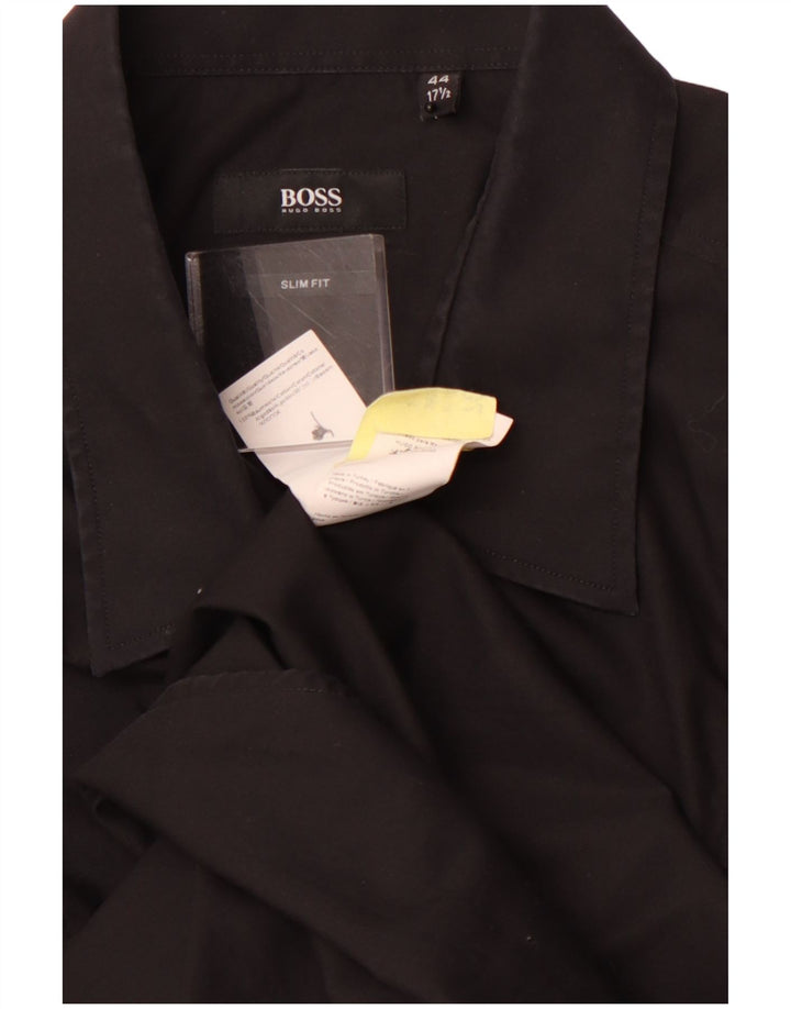 Męska koszula slim fit HUGO BOSS, rozmiar 44 17 1/2 XL, czarna bawełna