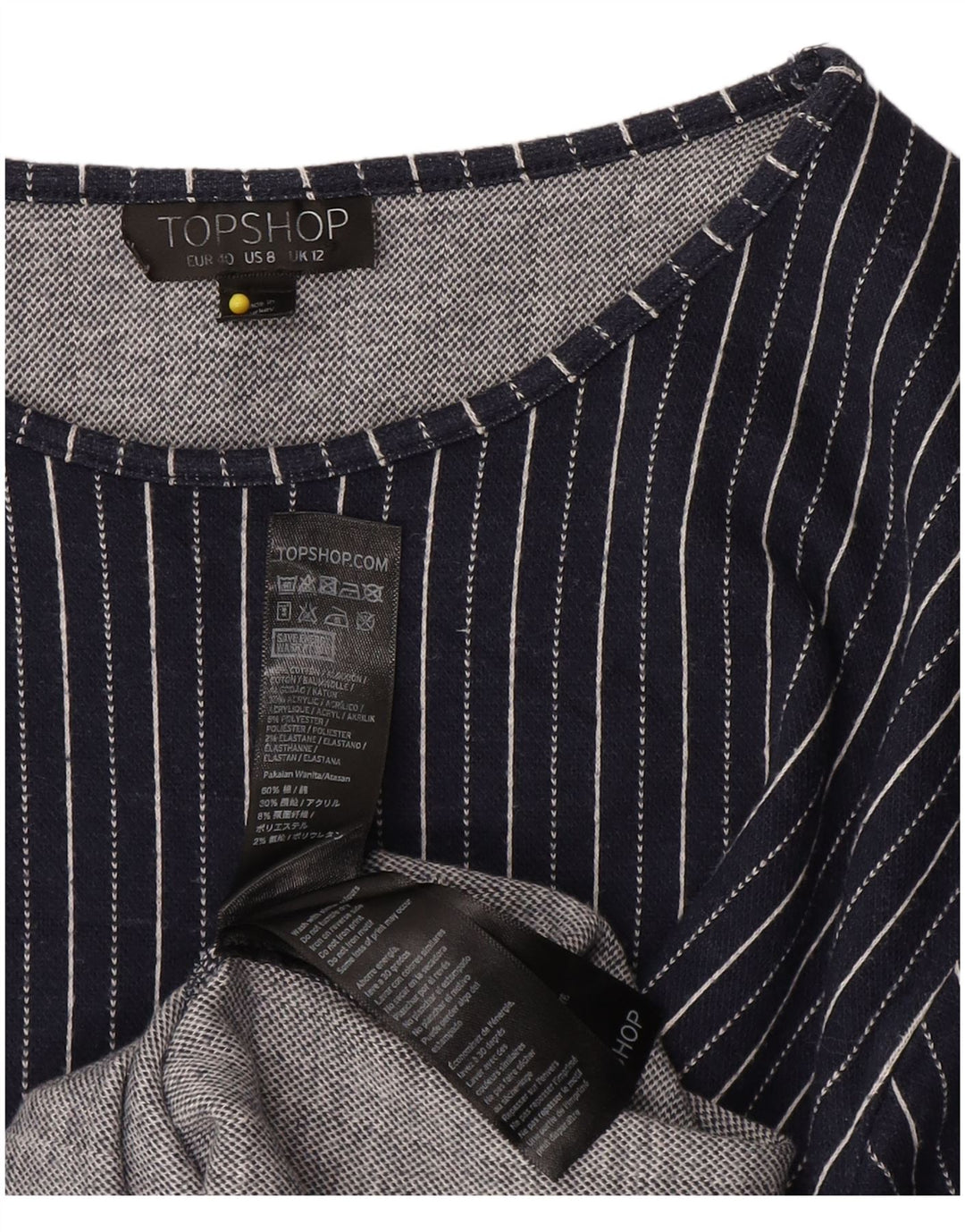 Damska sukienka typu shift Topshop UK 12, średnia, granatowa, bawełniana w paski