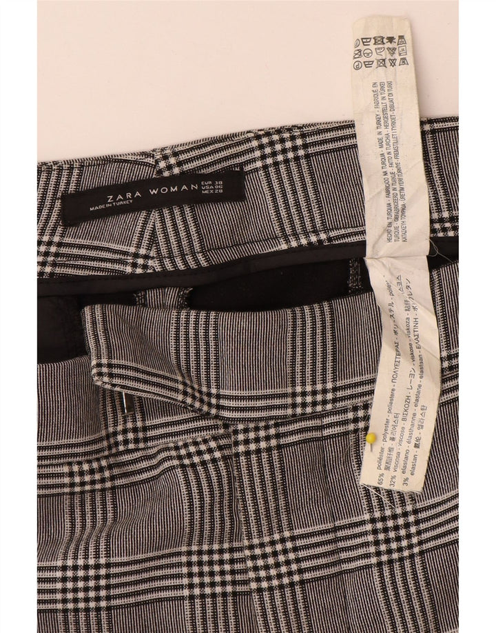 Damskie proste spodnie garniturowe Zara EU 38 Small W32 L26 Szara krata poliester
