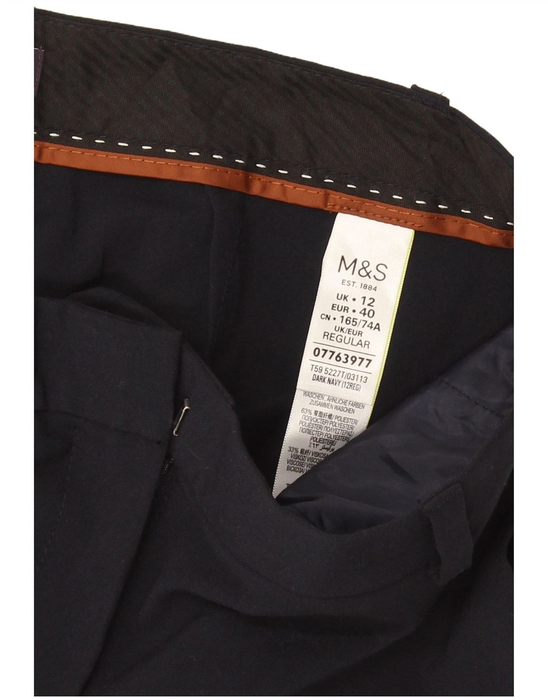 Damskie spodnie Chino Marks & Spencer UK 12 Medium W32 L29 Granatowe
